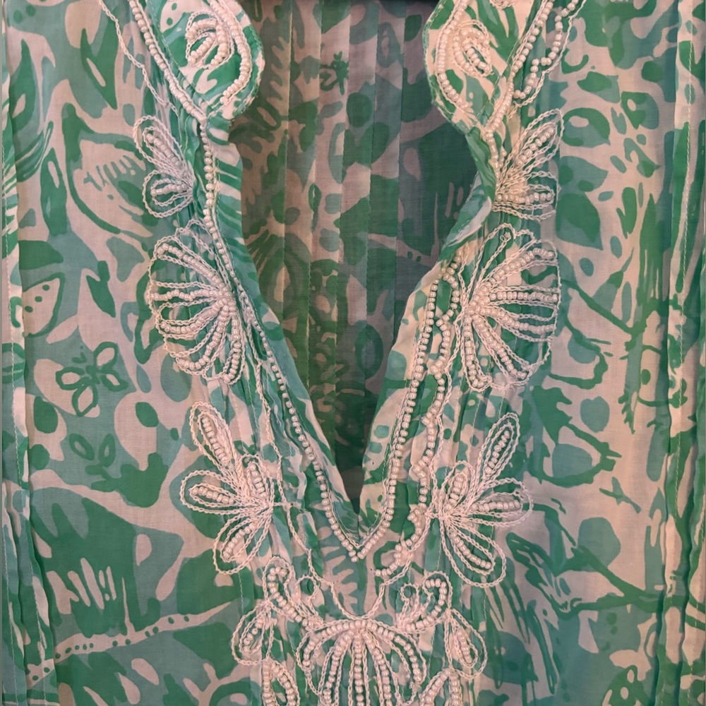 Lilly Pulitzer light cotton beaded tunic Large